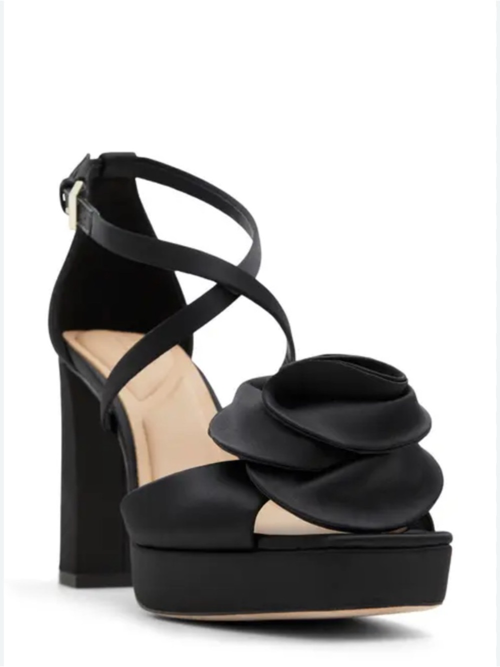 Ted Baker Black Platform Sandal with Floral Accent - Women's Dress Heels